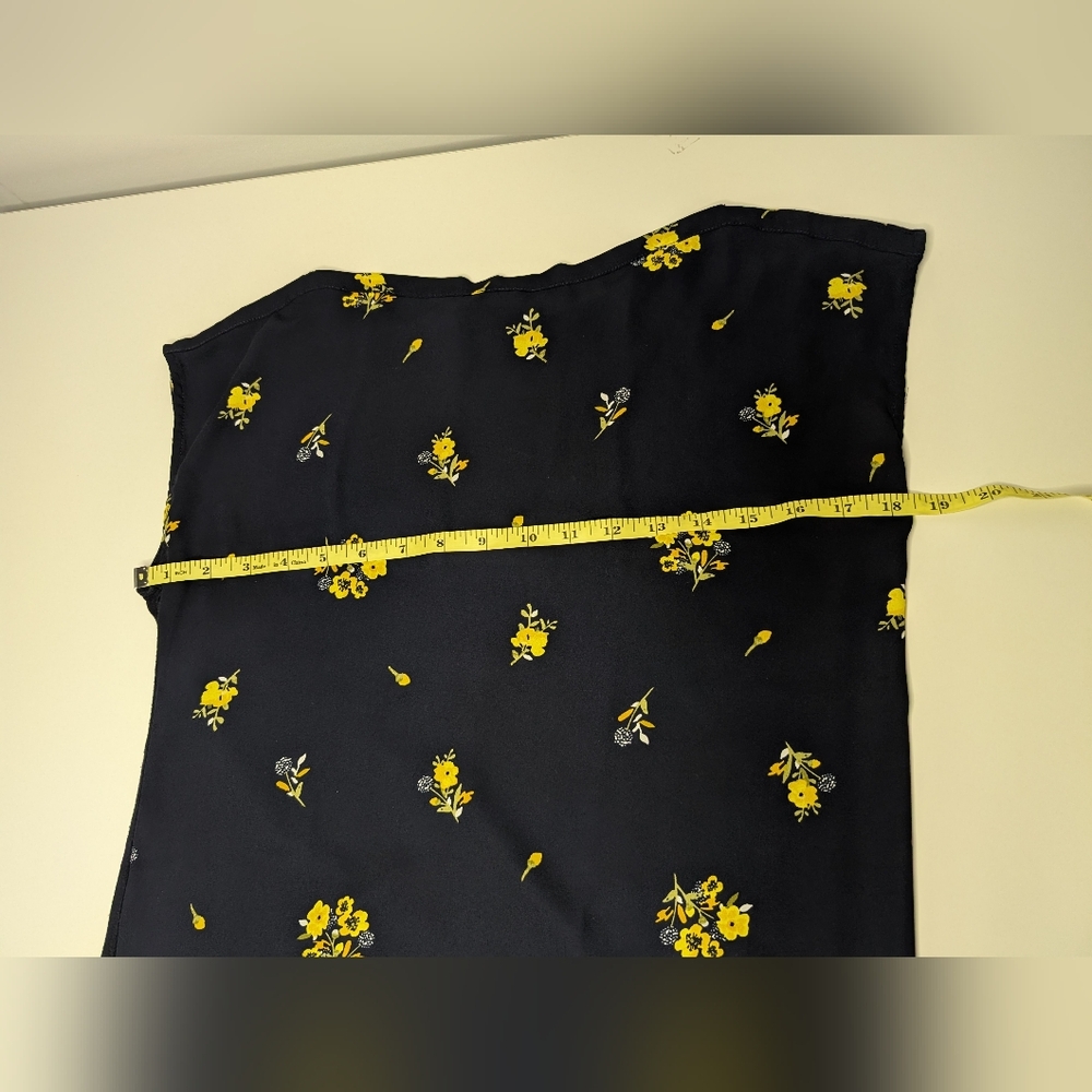 LOFT Petites SP Womens Tank Top Dark Navy/Black with Yellow Floral - Picture 5 of 6